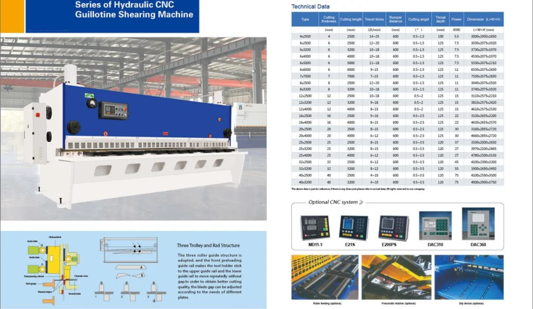 Mechanical Metal Sheet Hydraulic Shearing Machine Blades Adjust Cutting Machine Wheel Used for Plate Sheet Materials